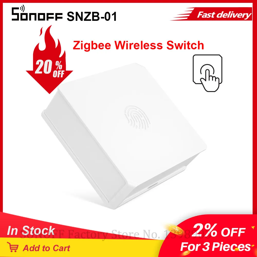 Беспроводной мини переключатель SONOFF SNZB 01 Zigbee с уведомлением о низком заряде