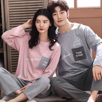 

Korean Version of Autumn and Winter Couple Cotton Long Sleeves Can Wear Casual Pajamas