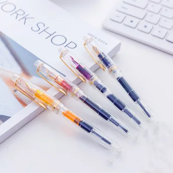 

WINGSUNG Golden EF nib fountain Pen 1pc new Transparent plastic fashion Stationery Office school supplies Writing Gift