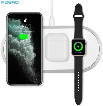 

FDGAO Wireless Charger Pad 3 in 1 Charging Station for Apple Watch 5 4 3 Airpods Pro 10W Qi Fast Charge For iPhone 11 XS XR X 8
