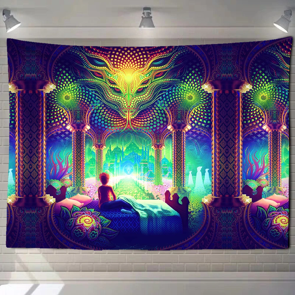 Psychedelic Hippie Carpet Hanging Bohemian Tapestry Hippie Background