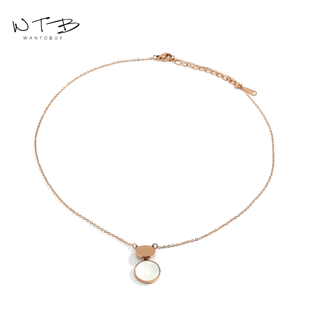 Wantobuy модное 316L стальное колье из нержавеющей стали розовое золото Круг Подвеска