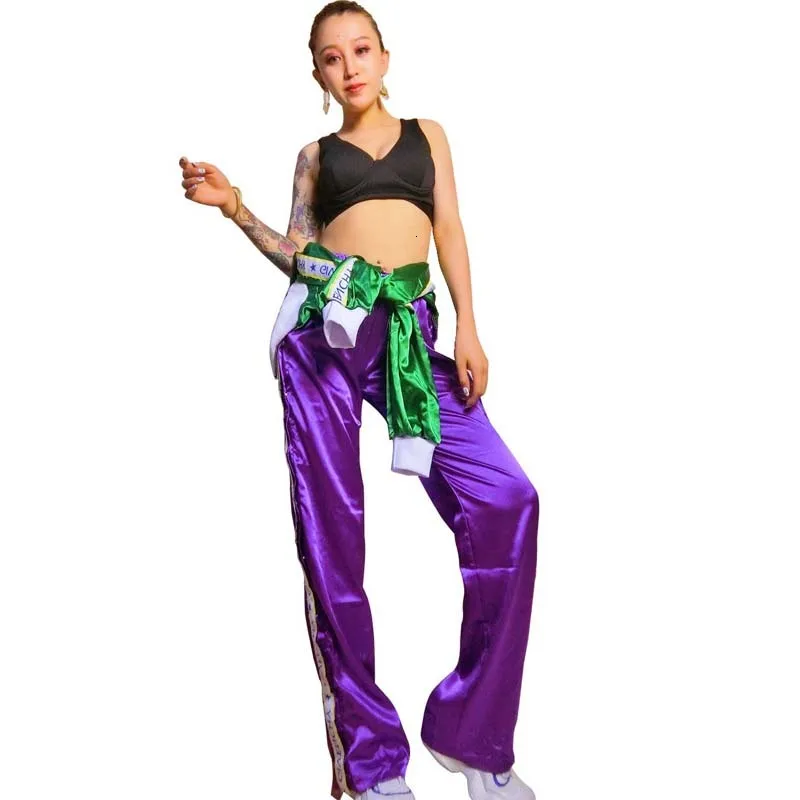 Hip Hop Dance Stage Dance Costume For Singer Jazz Dance Costumes Purple Cheerleading Costume Bar DJ Performance Nightclub DJ DS (5)