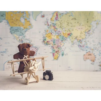 

Custom digital printing cloth world map bear photo backgrounds for party portrait wall banner photography backdrops