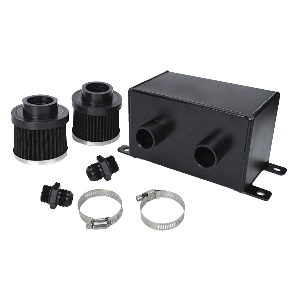 

1.2L Car Oil Catch Tank Can Reservoir Twin Ports Air Filter Car Modification Auto Accessories