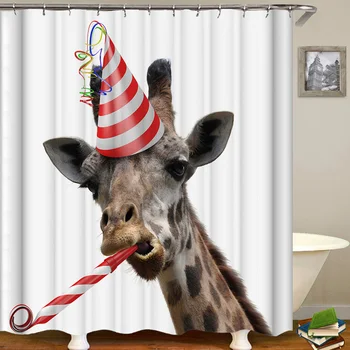 

Deer Pattern Mildew proof Polyester Shower Curtain Waterproof Bathroom Curtain for Decoration