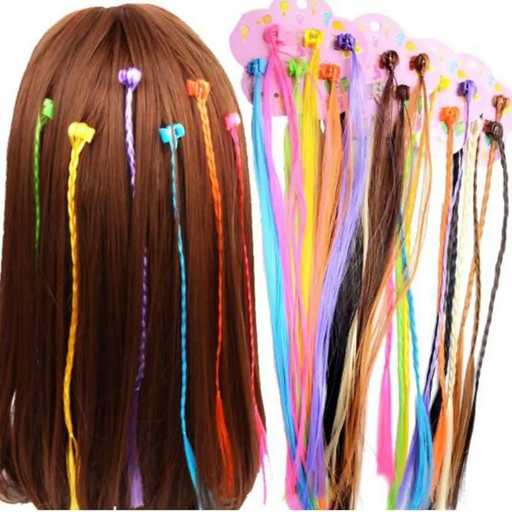 

6pcs/card Coloorful Wig Hair Clip Women Girls Pigtail Hair Claw Street Performance Hair Styling Headdress Hair Accessories