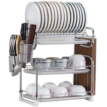 

Kitchen Supplies Rack Three-tier Household Dish Racks Tableware Storage Box Knife Racks To Put Dishes Dish Rack Drain
