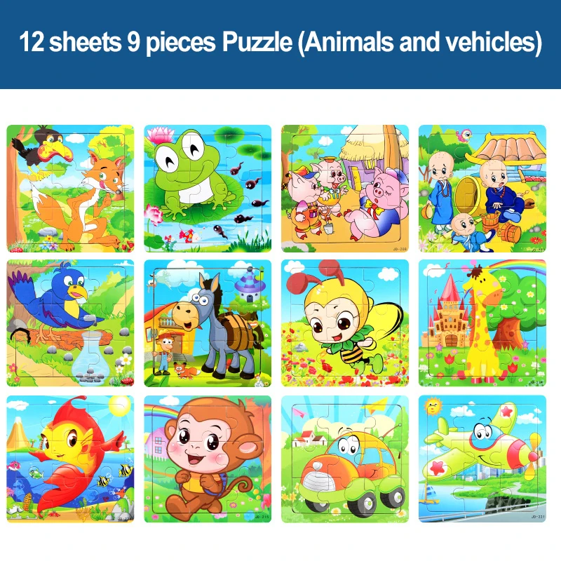 12 шт. качественная головоломка для детей 2-5-6 лет, игрушки для обучения, знания о животных, головоломка для мальчиков и девочек