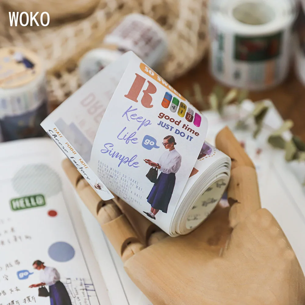 WOKO 5 см* 3 м винтажный журнал персонаж васи лента Ретро Европейский плакат маскирующая лента DIY Украшение клейкая лента для скрапбукинга