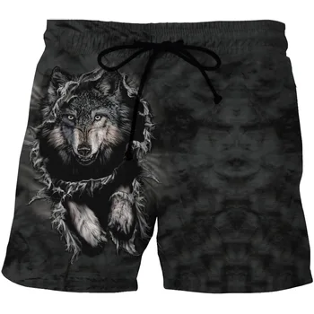 

Men's quick-drying beach shorts 3D creative printed casual side pocket shorts