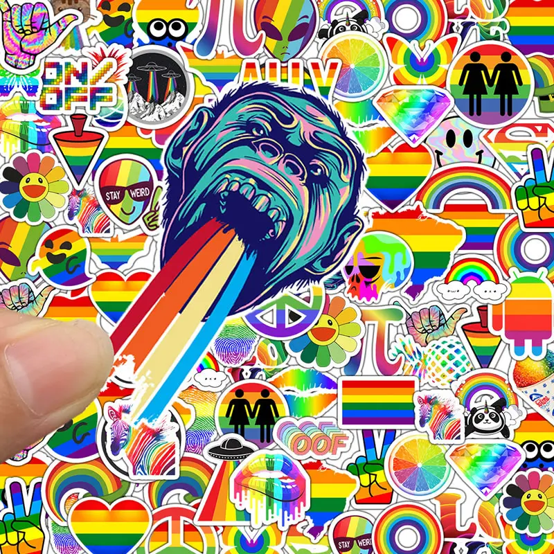 

10/30/50pcs Waterproof PVC Fashion Rainbow Waterproof Girl Stickers Guitar Skateboard Suitcase Children Graffiti Sticker Kid Toy