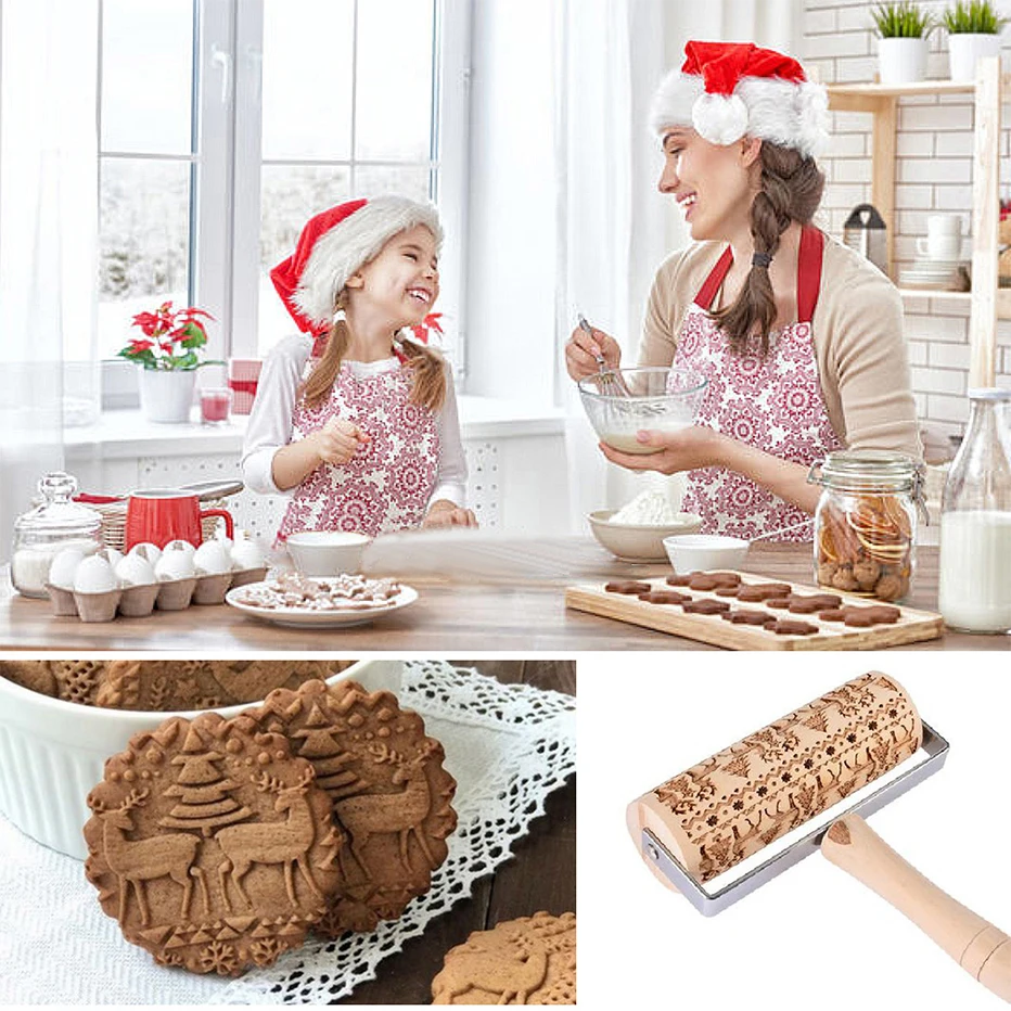 Рождество тиснение Скалки деревянные выпечки инструменты для тиснения дома DIY вафли украшение для печенья, торта