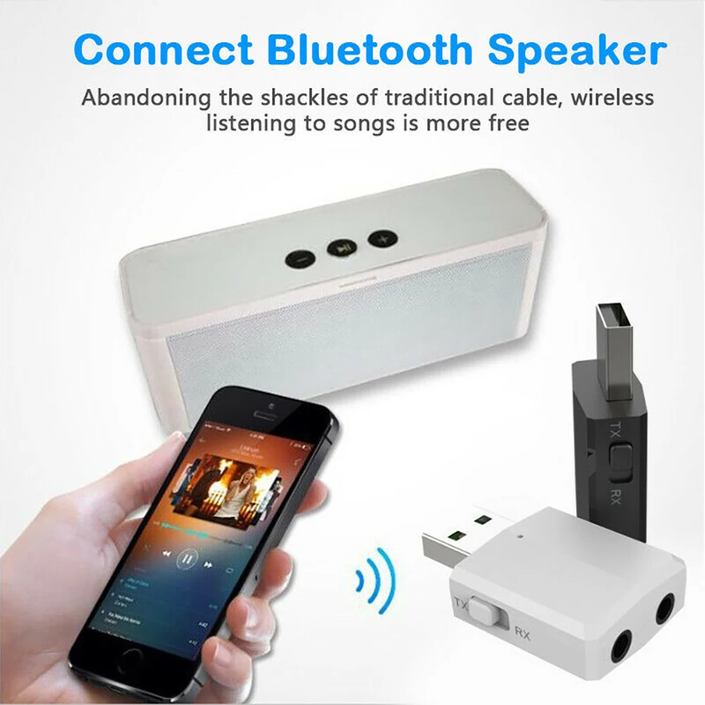 

USB Bluetooth 5.0 Adapter Transmitter TV Receiver 3 In 1 Bluetooth Wireless Adapters For PC Car Kit With Switch Button Hot