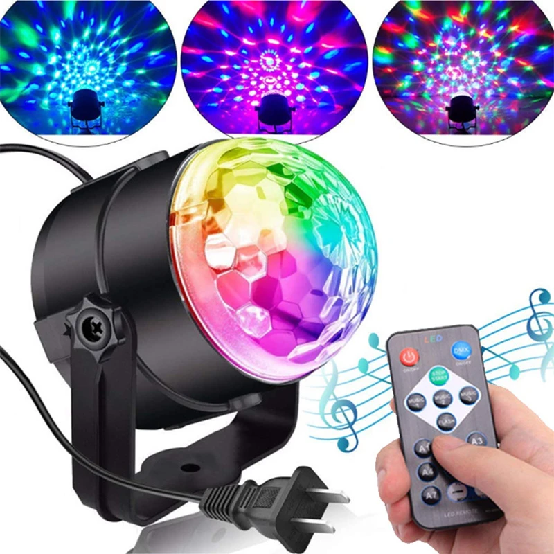 Luces estroboscópicas para fiesta, luces LED RGB de 3W para hogar, KTV, Navidad, boda, Show7, colores activados por sonido Ro|Suministros fiestas| - AliExpress