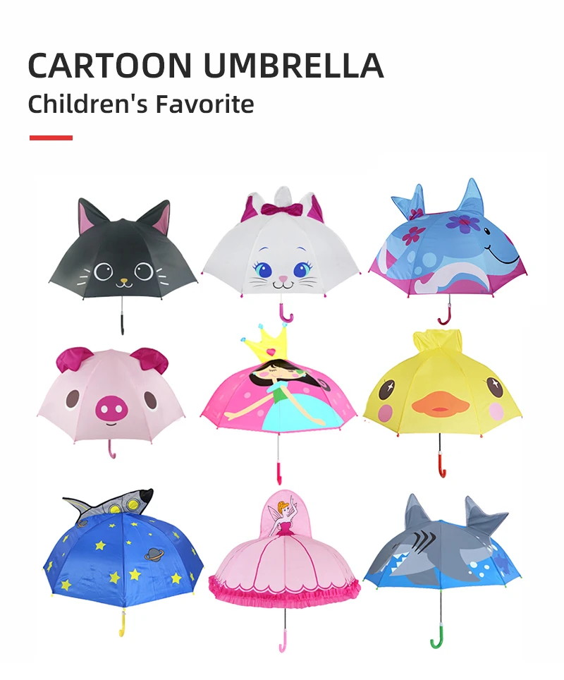 Милый мультяшный детский зонтик, анимация, креативный, с длинной ручкой, 3D, для моделирования ушей, детский зонтик для мальчиков и девочек