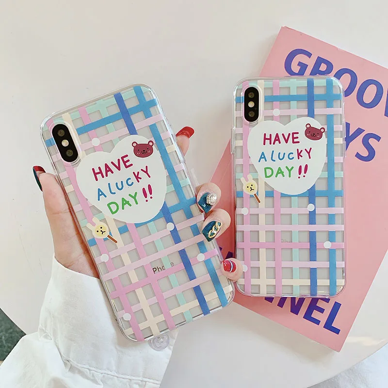 Милые цветные чехлы для телефонов с рисунком медведя для iPhone 11Pro Max 6 6s 7 8 Plus X Xs Max Xr, высококачественный прозрачный мягкий чехол, Fundas