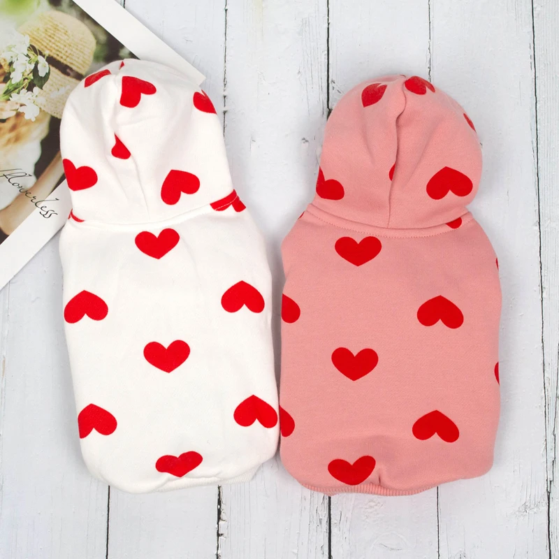Heart Pattern Hoodie - Soft And Cute For Dog