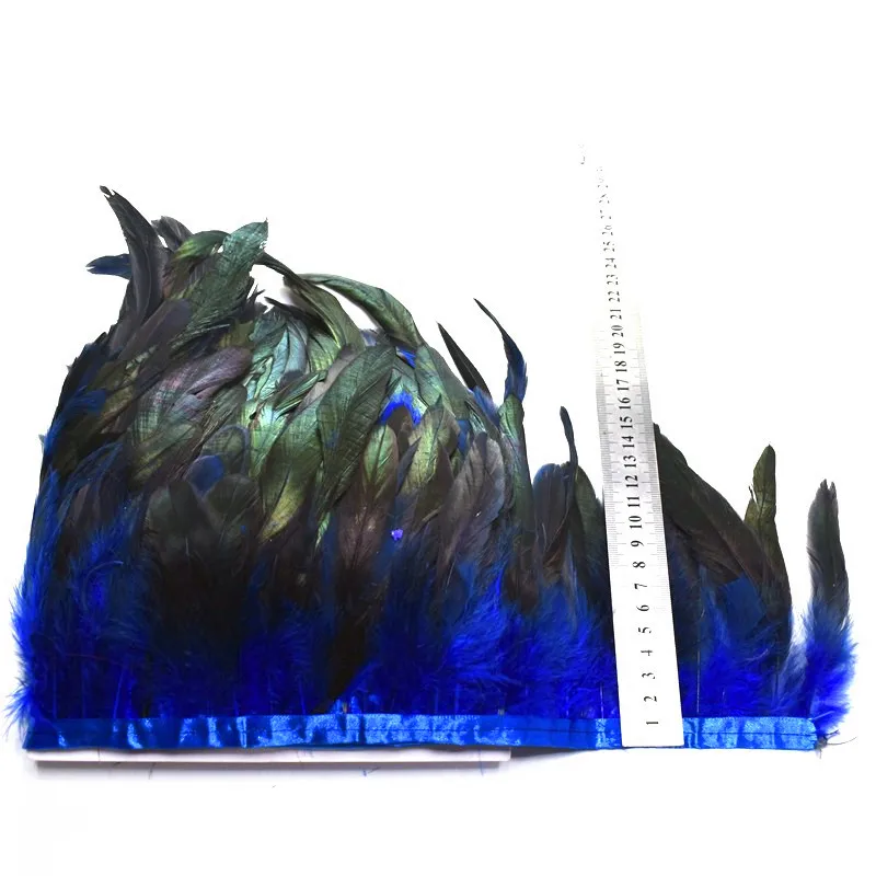 Royal blue Натуральные перья петуха, отделка, бахрома, рукоделие, швейная одежда, 13-18 см, вечерние перья для рукоделия, украшения для дома - Цвет: Royal blue