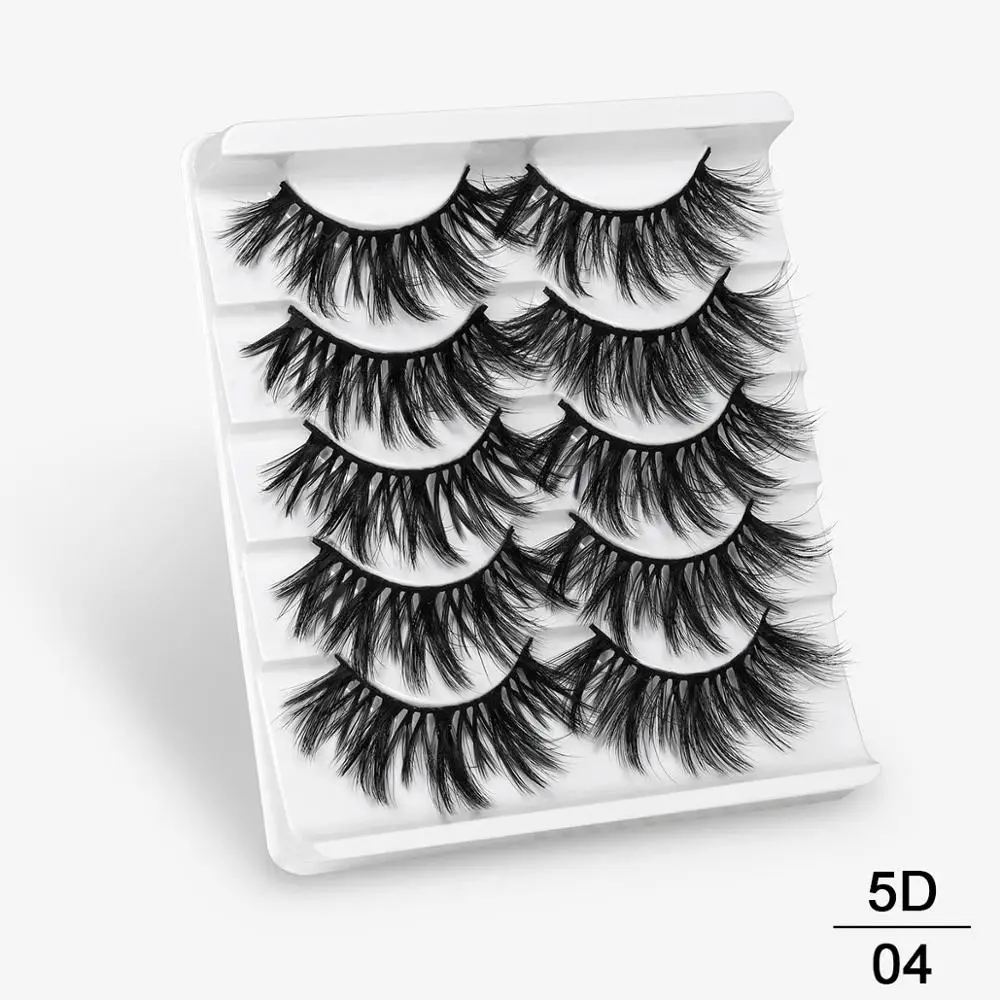 2/5 пар 3D искусственным мехом норки, накладные ресницы в естественном стиле/толстые длинные ресницы тонкими макияж Красота клей для наращивания ресниц инструменты для макияжа бровей - Цвет: 5D04