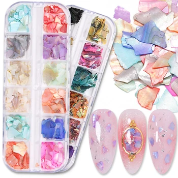 

1 Box Colorful Shell Mixed Irregular Shell Sheet Tinfoil Rhinestone Nail Jewelry 3D Nail Art Decoration DIY Design