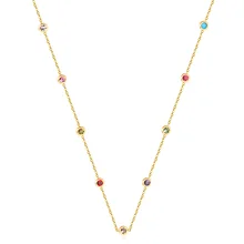 Роскошные круглые циркониевые Подвески Ожерелья золотого цвета из нержавеющей стали длинные 57 см+ 5 см звенья цепи ожерелья Аксессуары для костюма