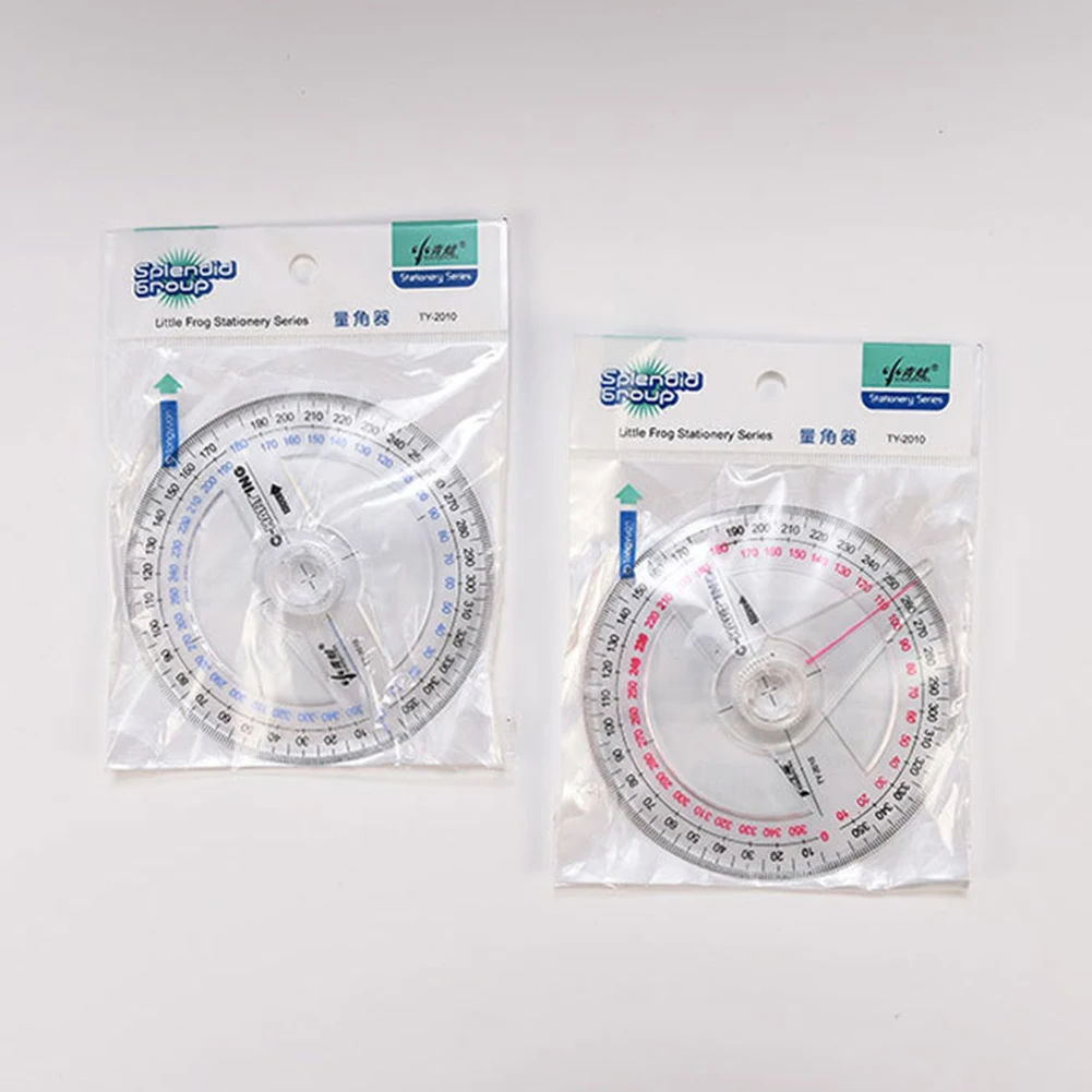 Nueva oferta de transportador de puntero Circular de 10cm de plástico de 360 grados, regla para ángulos, brazo oscilante para la escuela y la Oficina