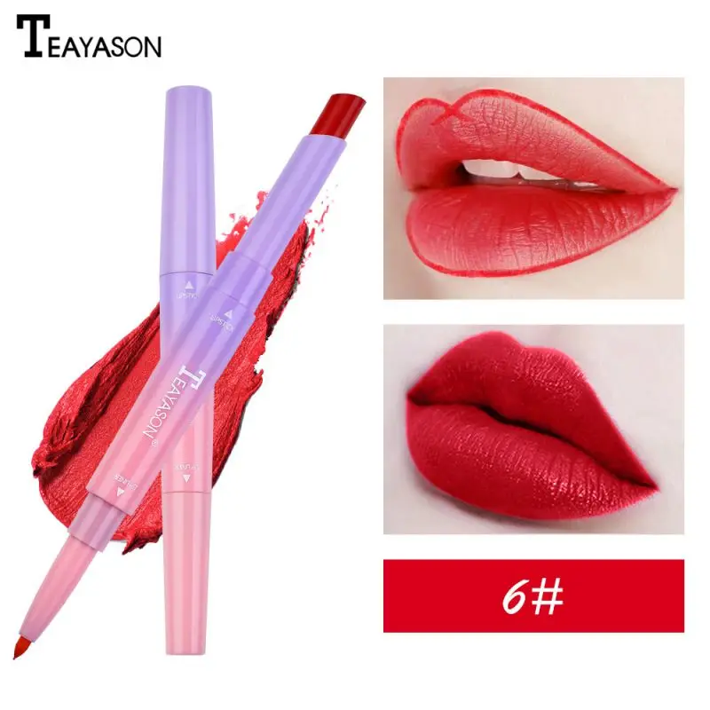 Wholesale Double-end Long-lasting Lipstick Liner Waterproof Non-stick Cup Moisturizing Rotating Lip Liner - Цвет: 06