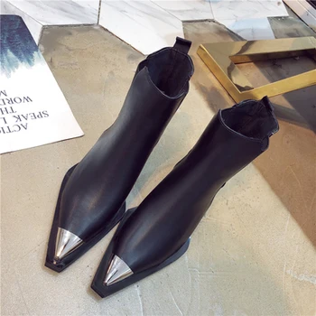 

Autumn Ankle Boots Women Pu Leather Wedges High Heels Western Boots Pointed Toe Zipper Fashion Winter Short Boots Woman Shoes