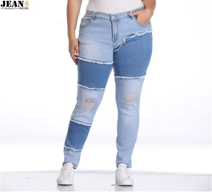 

Big Yards Jeans Pants Women 2019 Spring Autumn Stretchy Splicing Woman Denim Pants Trousers Pencil Skinny Jeans