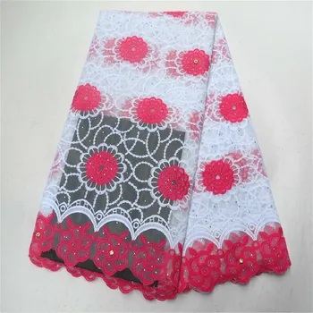 

African Beaded Lace Fabric 5 yards Embroidered Mesh Lace Fabric African Lace High Quality Guipure Lace for Party and Wedding