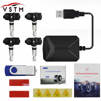 

2019 Real Time USB Android TPMS Car Tire Pressure Monitoring System Display 4 Internal Sensors Android Navigation Tyre Pressure