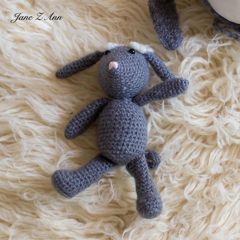 Jane Z Ann Baby Hat Doll Studio новорожденный/100 дней детский костюм для фотосессии вязаная шапка ручной работы+ кролик 2 цвета