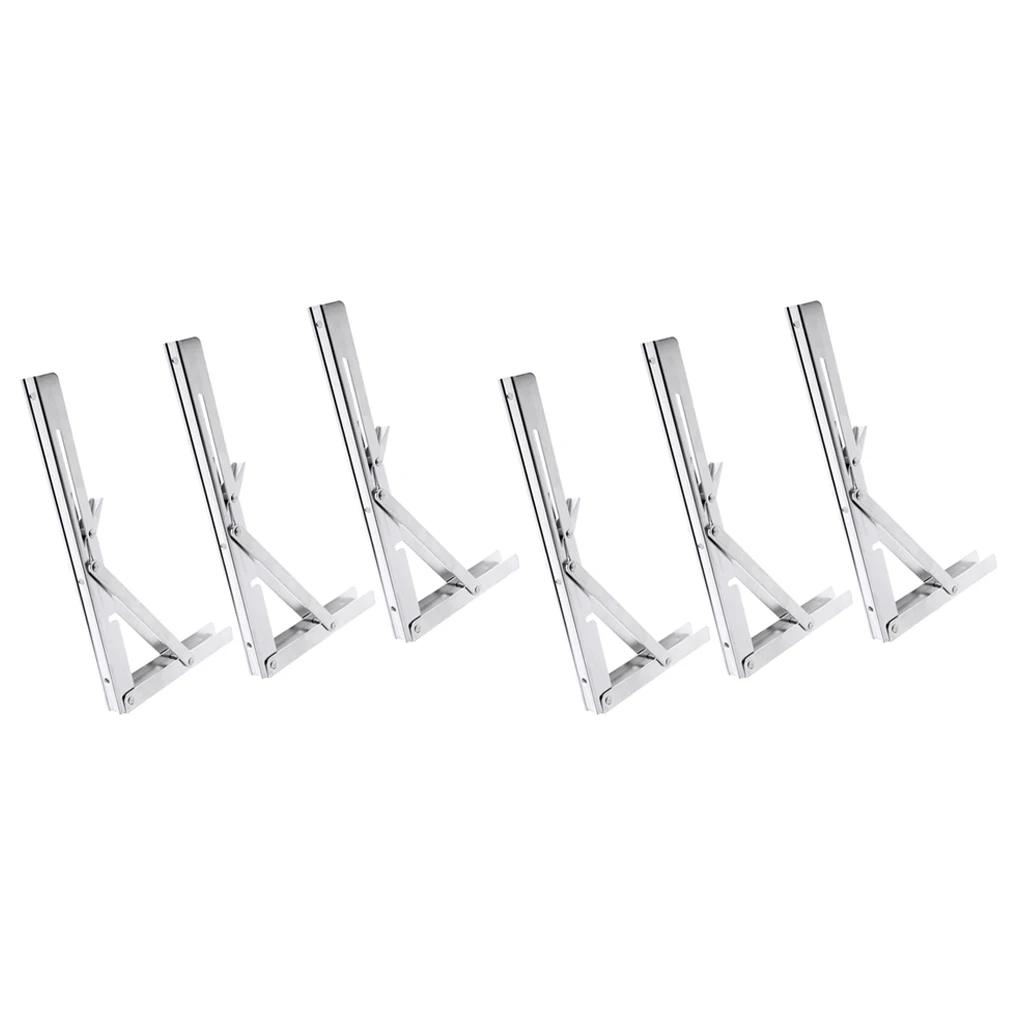 MagiDeal 6x Folding Shelf Bracket Wall Mounted Table Bench Bracket 30x16.2cm