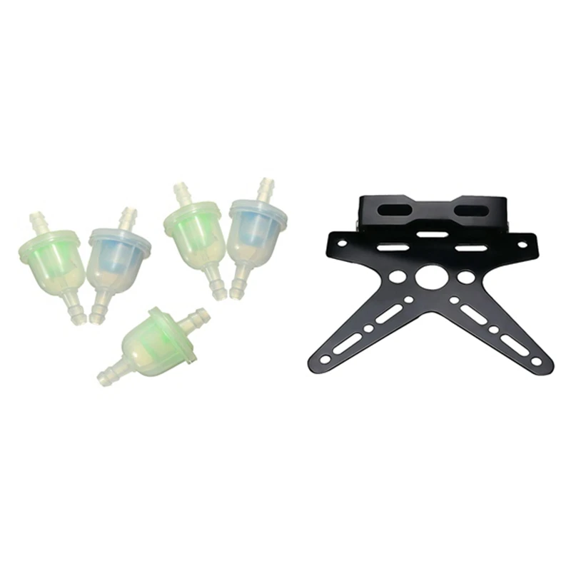 

5Pcs Plastic Fuel Filter m I/D X 5.5Mm O/D & 1Pcs Black Motorcycle Adjustable License Plate Holder