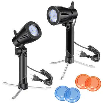 

Neewer 2-Pack Table Top Photography Studio LED Lighting Kit with Tripod Base, Orange, Blue and Transparent Color Gel Filters