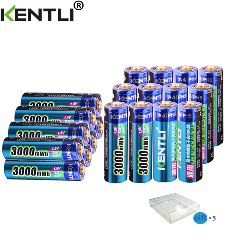 KENTLI AA aa 1.5v 3000mWh polymer lithium li ion rechargeable batteries