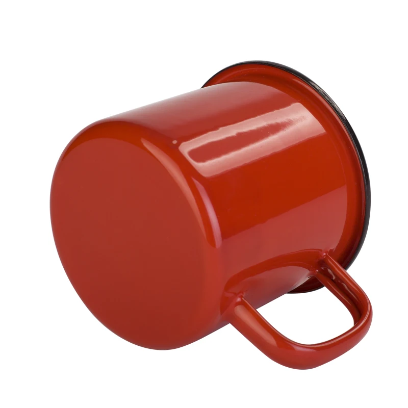 Hot sell 500ml red enamel mugs milk water cocktail drinking porcelain mugs