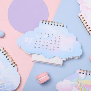 

Kawaii 2021 Fresh Cartoon Mini Cat Unicorn Pink Desktop Paper Calendar Dual Daily Scheduler Table Planner Year Agenda Organizer