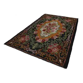 

205x330 Cm Black Handmade Vintage Moldovan Rugs Rug-7x11 Ft