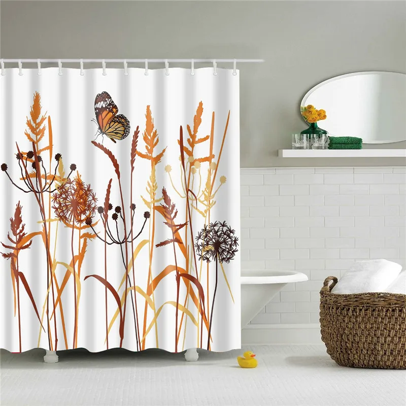 Dandelion Butterfly Shower Curtain Polyester Waterproof Mildew Proof