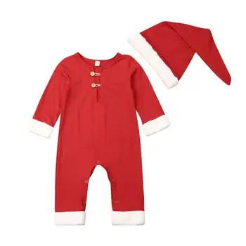 

2Pcs 2020 Brand New Newborn Infant Baby Girl Boy Xmas Romper Jumpsuit + Hat Sets Christmas Santa Claus Costume Outfits Playsuit