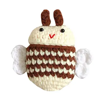 

Bee Shape Plush Wireless Earbuds Case Knitting Earphone Cover Headset Soft Protective Sleeve Compatible for Airpods 1/2