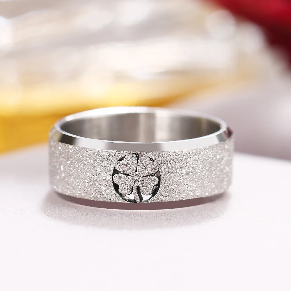 CACANA 316L Stainless Steel High Quality Ring Simple Matte Fashion Clover Rings Finger Engagement Gift For Women Jewelry