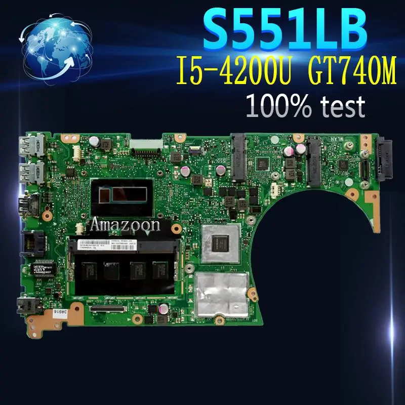 Amazoon S551LB Laptop motherboard For Asus S551LN S551LD S551L Test original mainboard 4G RAM I5-4200U GT740M-2G | Компьютеры и офис