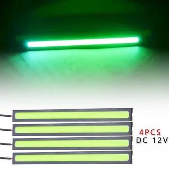 

4pcs 12V LED DRL Daytime Running Light Strip Fog Cob Car Driving Lamp Green COB Daytime Running Light Car Accessories