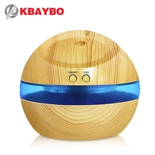 USB Ultrasonic Humidifier, 300ml Aroma Diffuser Essential Oil Aromatherapy mist maker with Blue LED Light (Wood grain)
