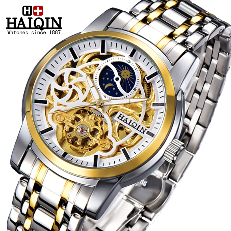 

HAIQIN Fashion Watch Men watches 2020 luxury Brand watch men automatic Mechanical wristwatch mens Gold Tourbillon reloj hombre