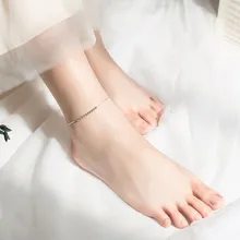 DAIWUJAN минималистичные 925 пробы серебряные глянцевые бусины Шарм ножные браслеты для женщин тонкий змея цепи темперамент ювелирные украшения подарок