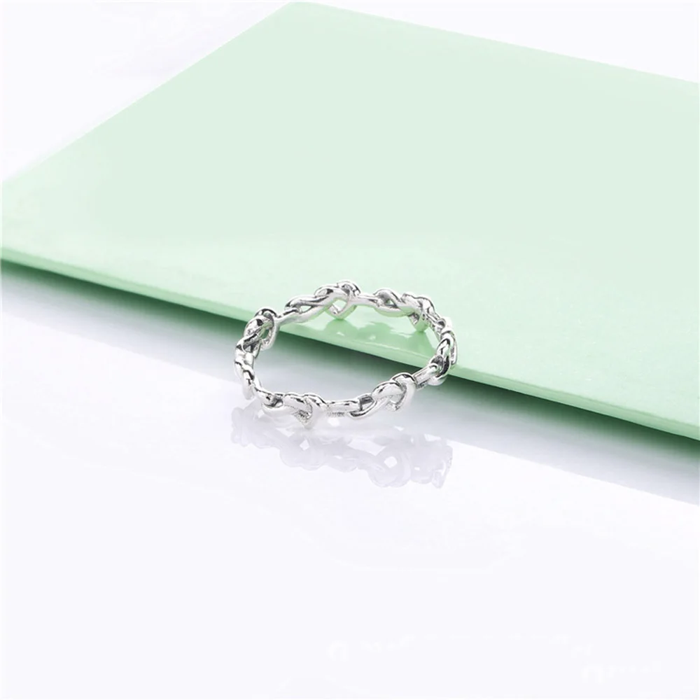 silver Стиль 925 пробы Серебряное кольцо любовь узлом сердце женские кольца подходят очаровательные ювелирные изделия подарки ко дню Святого Валентина - Цвет основного камня: silver